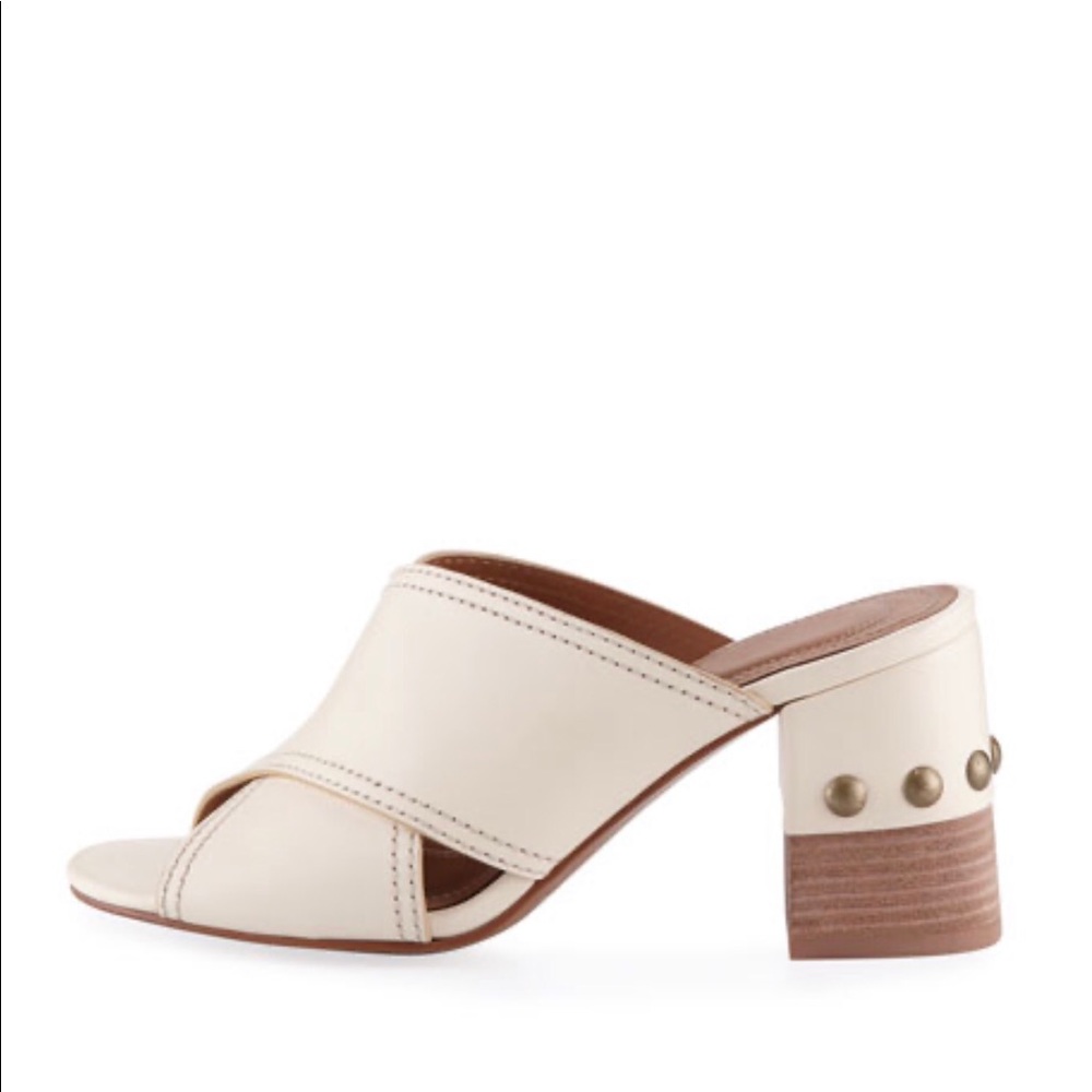 See by chloe crisscross leather bock heel sandal